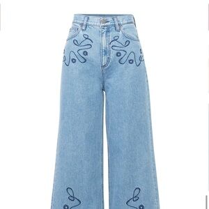 M.i.h Jeans // Caron // Light Blue Wide Leg Flare Jeans with High Waist